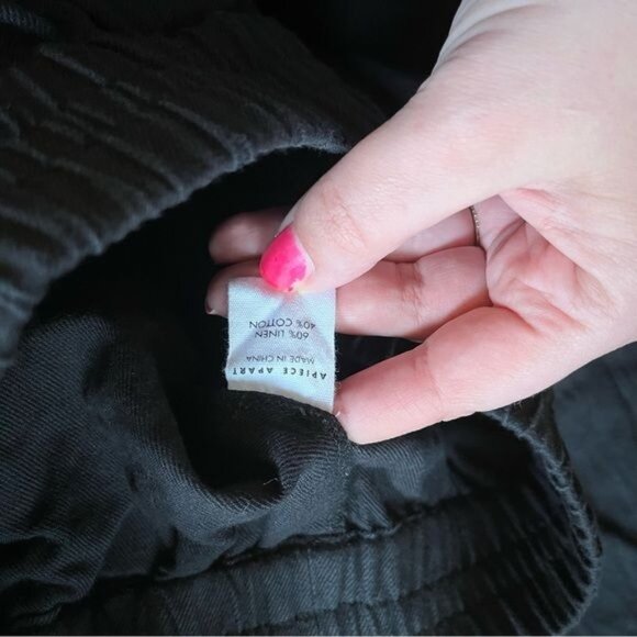 Apiece apart black linen blend drop waist pants size large - Picture 5 of 6